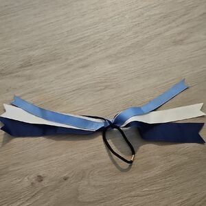 Blue and White Hair Tie with Ribbons Cheerleading